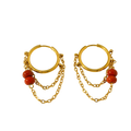 Créoles avec chaines et perles de Jaspe rouge